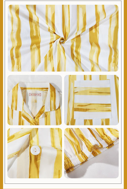 Women's Sunshine Stripe Short Sleeve Pajama Set  | Ultimate Comfort Wear | FREE SHIPPING