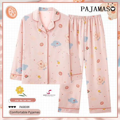 Luxury Bear & Dreamy Cloud Print Full-Length Pyjama Set