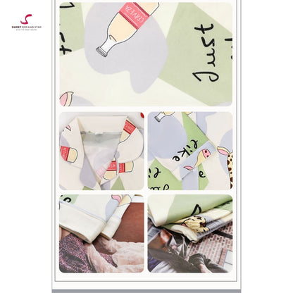 Giraffe & Milk Bottle Print Full-Length Pyjama Set