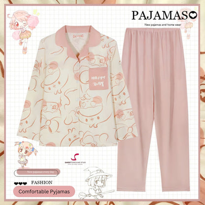 Luxury Happy Day Bear Print Full-Length Pyjama Set