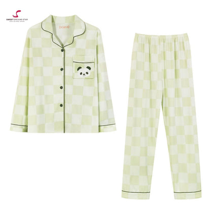 Luxury Panda Checkered Print Full-Length Pyjama Set