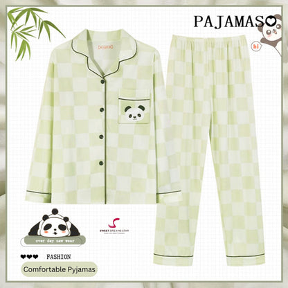Luxury Panda Checkered Print Full-Length Pyjama Set