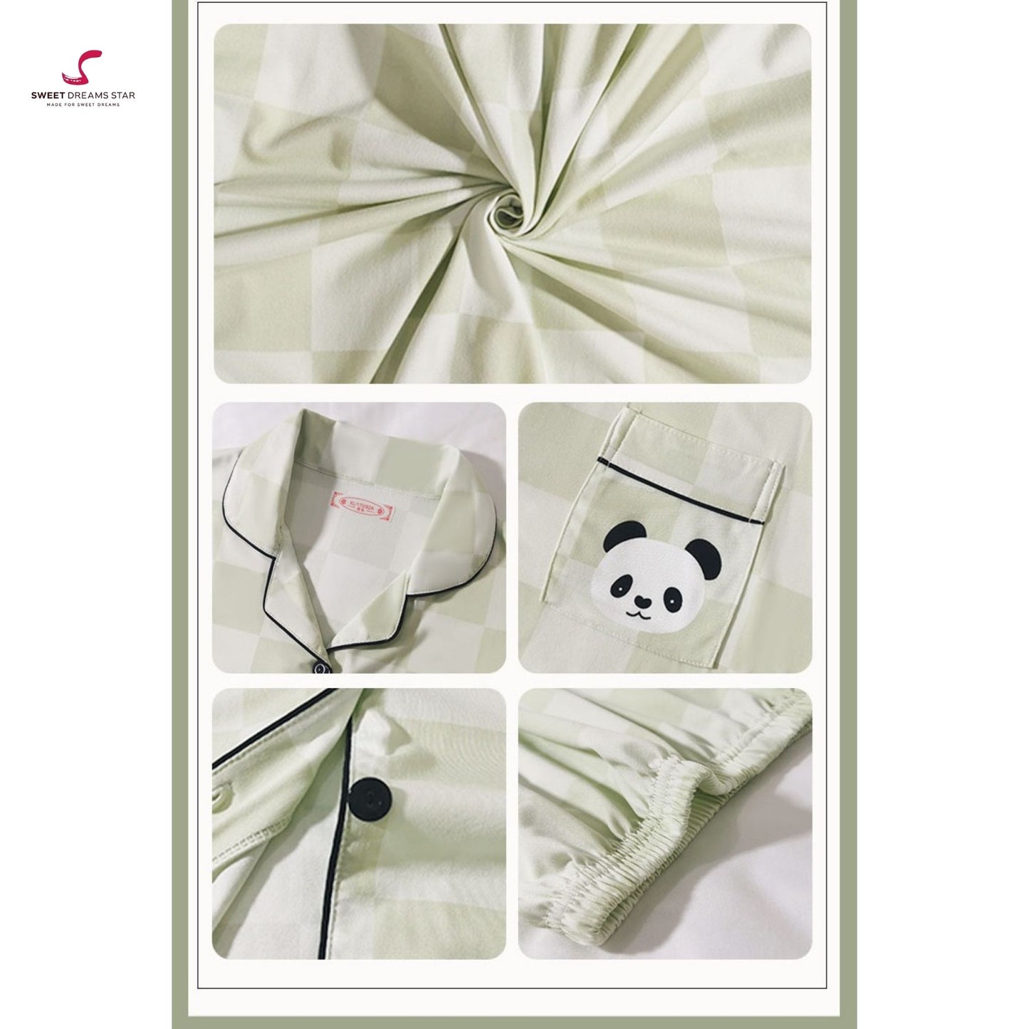 Luxury Panda Checkered Print Full-Length Pyjama Set