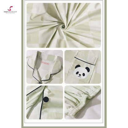 Luxury Panda Checkered Print Full-Length Pyjama Set