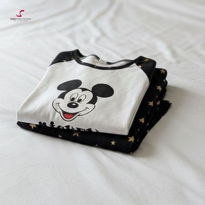 Mickey Disney Women’s Long Pyjama Set – Navy & Grey