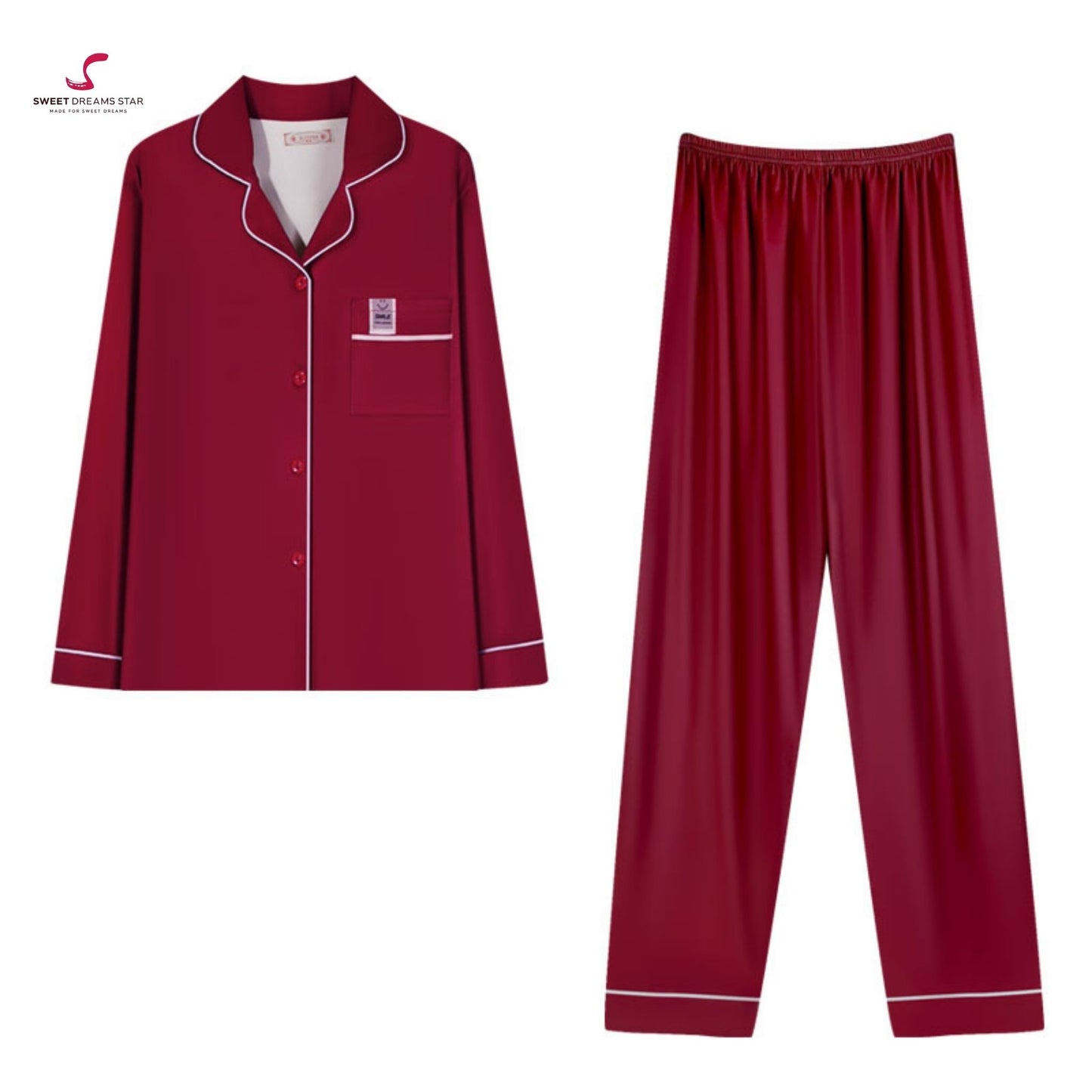 Solid Burgundy Full-Length Pyjama Set