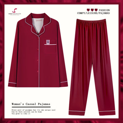 Solid Burgundy Full-Length Pyjama Set