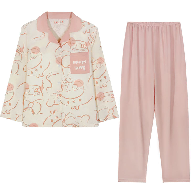 Women's Pastel Doodle Character Pajama Set | Ultimate Comfort Wear | FREE SHIPPING