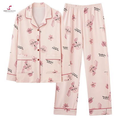 Luxury "Wonderful Place" Botanical Print Full-Length Pyjama Set