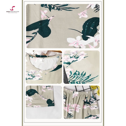 Sage Green Floral Women’s Long Pyjama Set