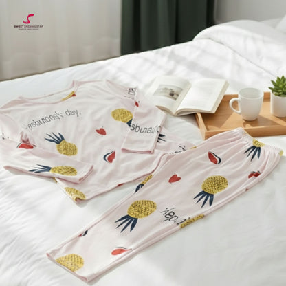 Pink Pineapple Women’s Long Pyjama Set