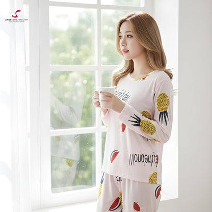 Pink Pineapple Women’s Long Pyjama Set