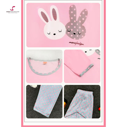 Pink Bunny Polka Dot Women’s Long Pyjama Set
