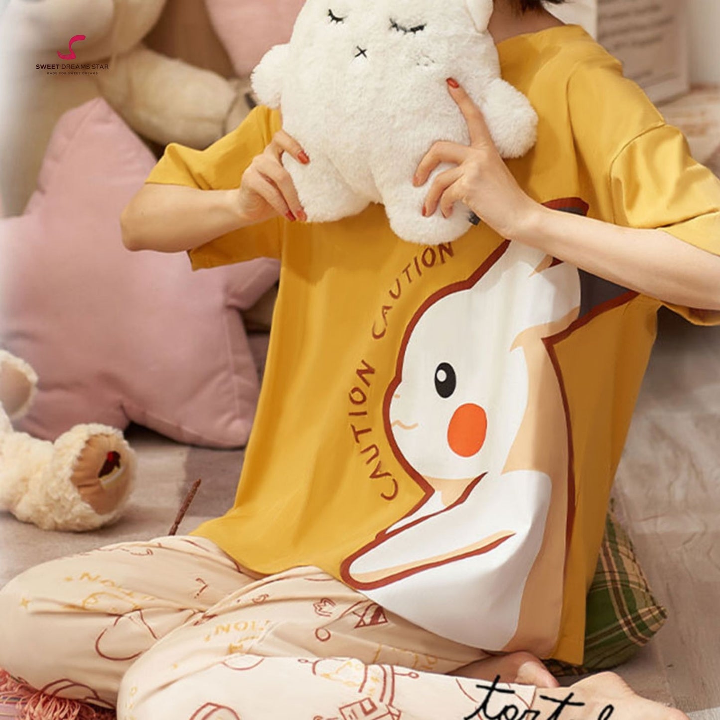 Yellow Space Bunny Women’s Pyjama Set