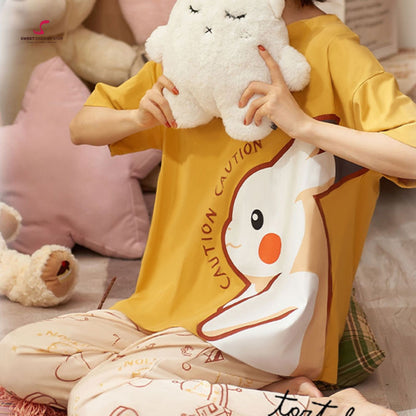 Yellow Space Bunny Women’s Pyjama Set