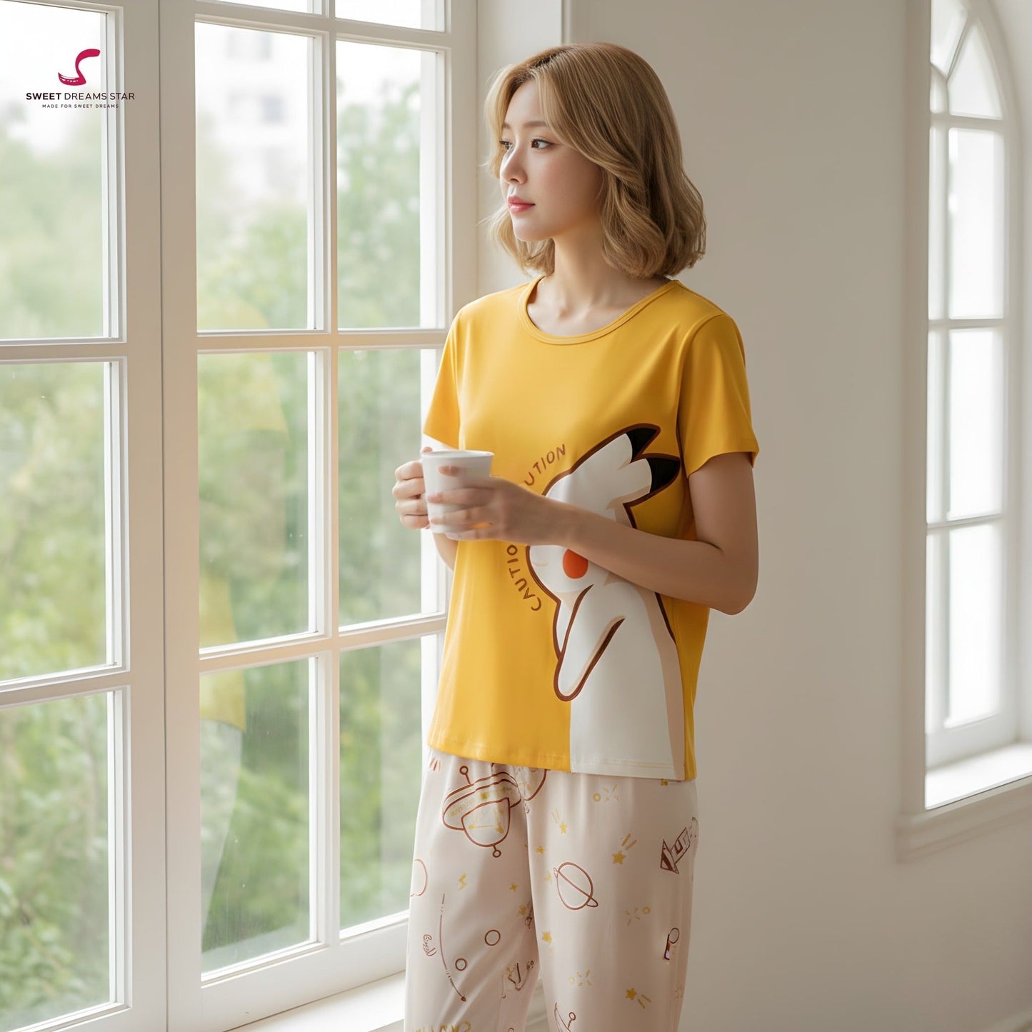 Yellow Space Bunny Women’s Pyjama Set